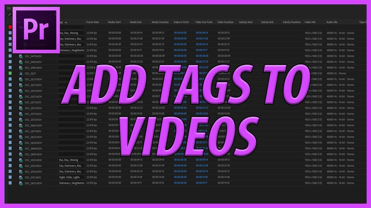 How to Add Tags to Your Footage in Premiere Pro CC (2018)